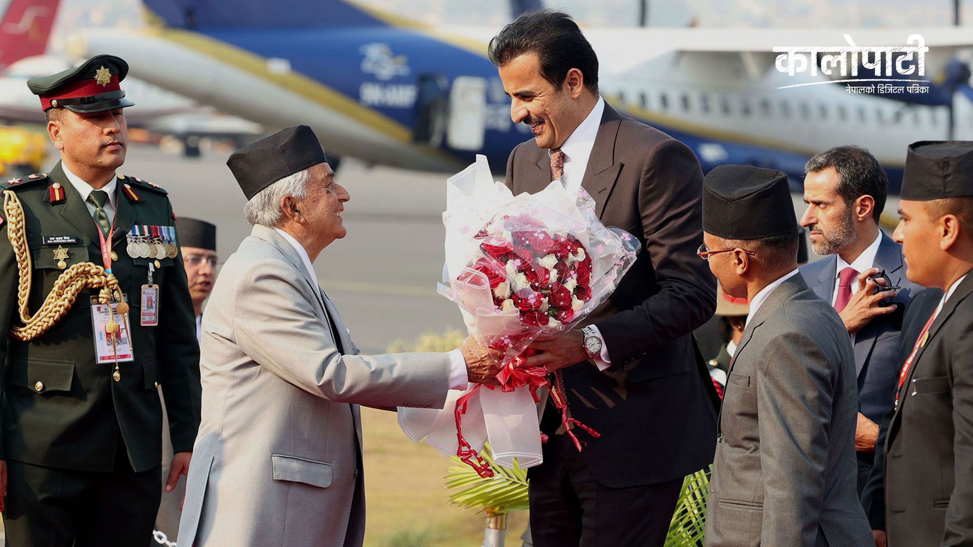 कतारका अमिर नेपालमा, राष्ट्रपति पौडेलबाट स्वागत…(फोटो फिचर)